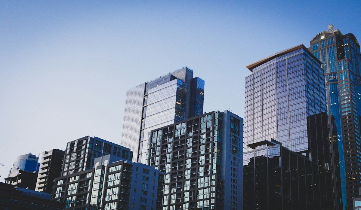 Modern glass commercial buildings